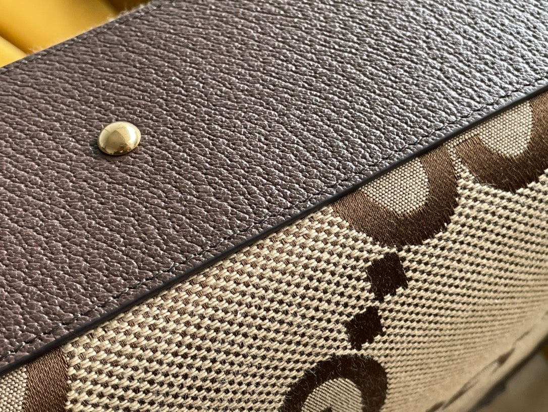 BOLSO TOTE MINI GG DIANA 27 DE LONA BEIGE Y PIEL DE BECERRO MARRÓN