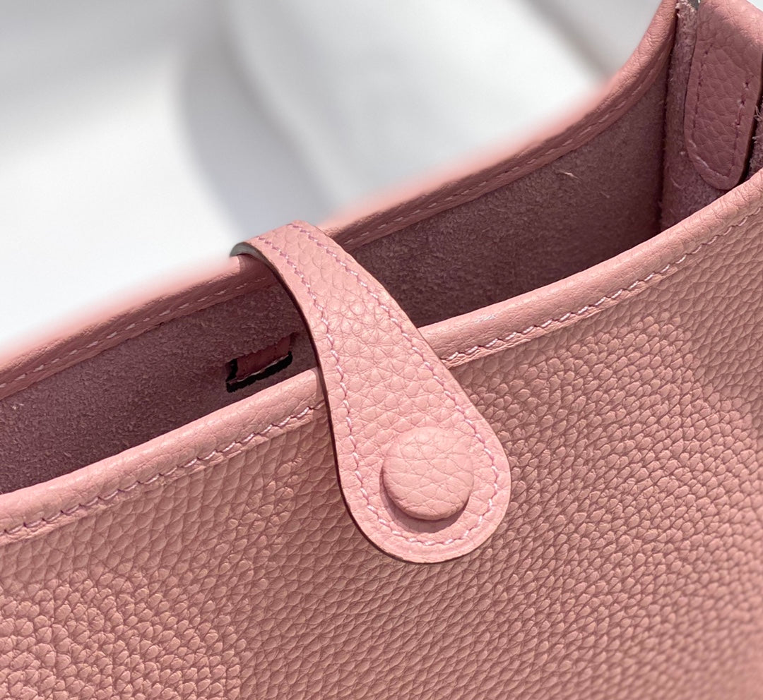 Mini Evelyne 18 cm Rosa Togo Herrajes plateados
