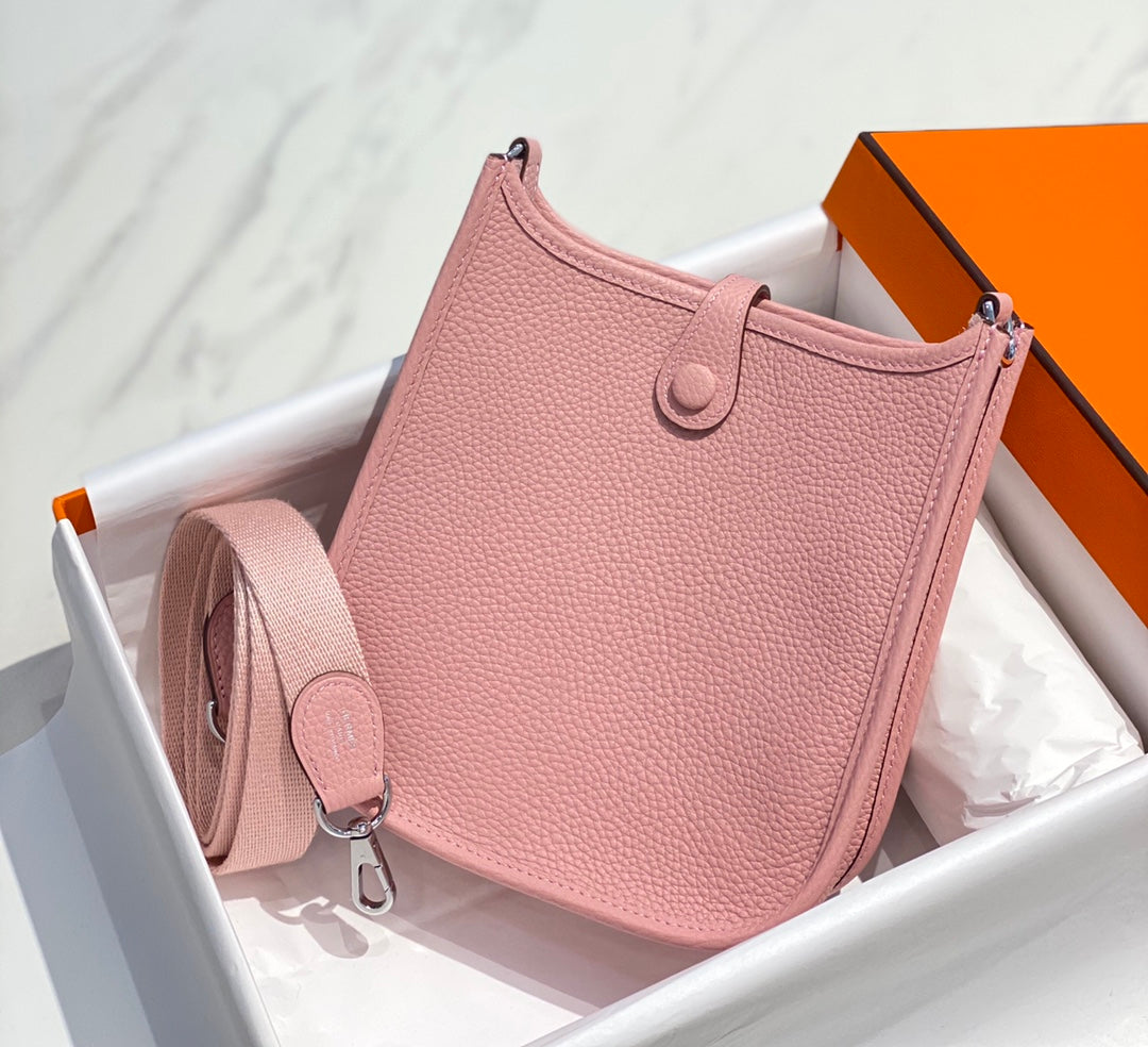 Mini Evelyne 18 cm Rosa Togo Herrajes plateados