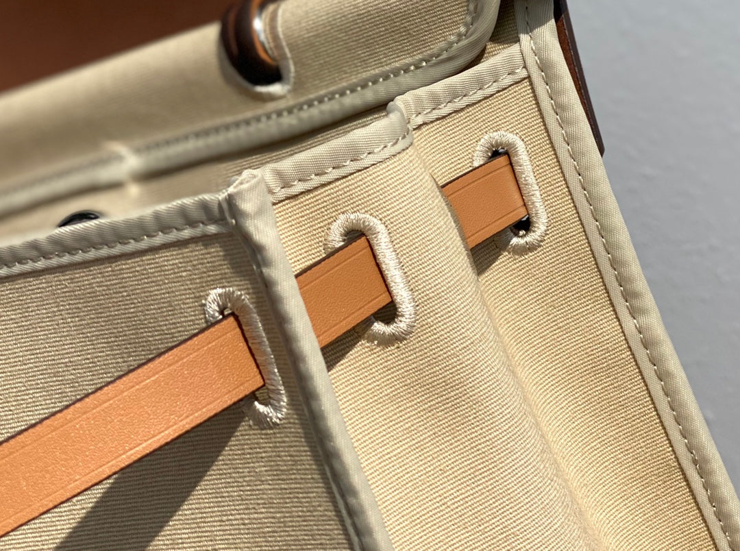 Herbag 31 Toile Lona Beige Claro Piel de Vaca Dorada