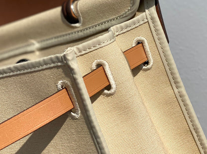 Herbag 31 Toile Lona Beige Claro Piel de Vaca Dorada