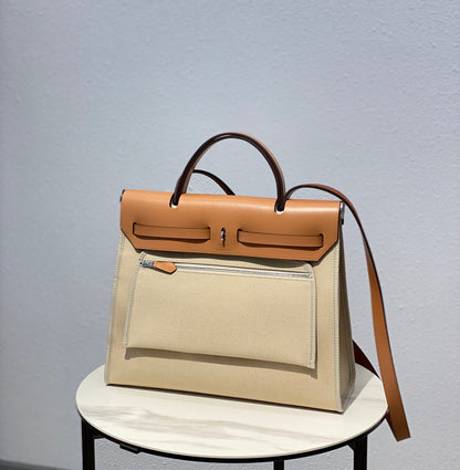 Herbag 31 Toile Lona Beige Claro Piel de Vaca Dorada