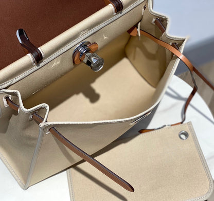 Herbag 31 Toile Lona Beige Claro Piel de Vaca Dorada
