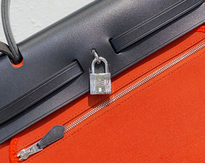 Herbag 31 Toile Lona Roja Naranja Piel de Vaca Negra