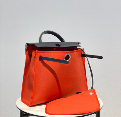 Herbag 31 Toile Lona Roja Naranja Piel de Vaca Negra