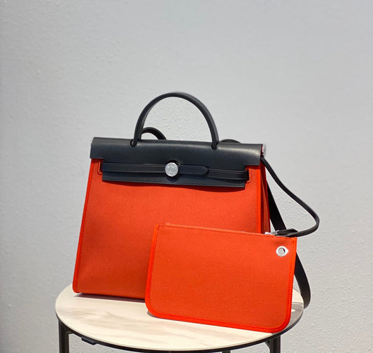 Herbag 31 Toile Lona Roja Naranja Piel de Vaca Negra