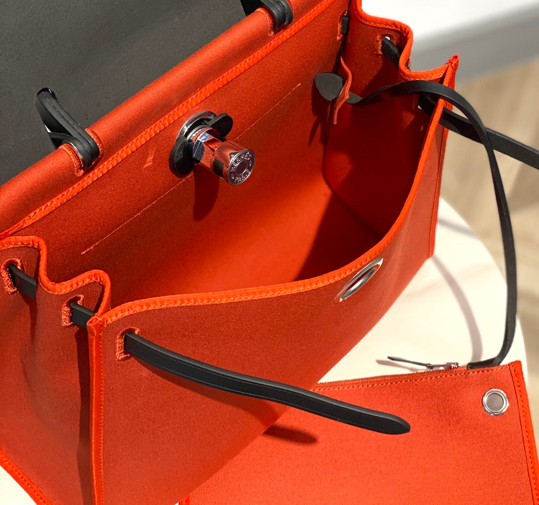 Herbag 31 Toile Lona Roja Naranja Piel de Vaca Negra