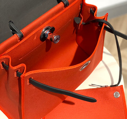 Herbag 31 Toile Lona Roja Naranja Piel de Vaca Negra