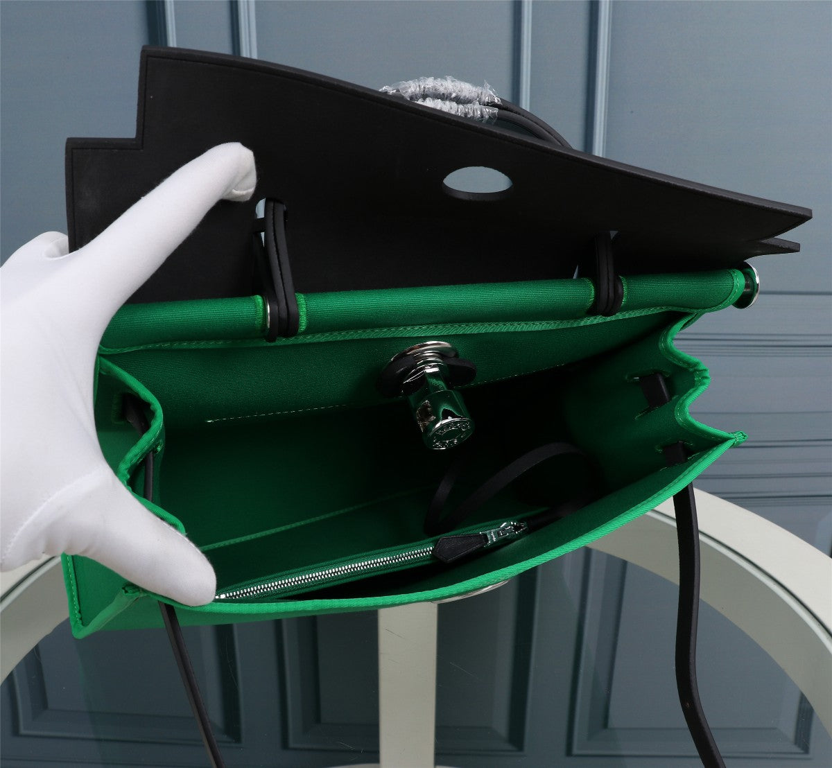 HM HERBAG ZIP 31 LONA VERDE MAR Y NEGRO