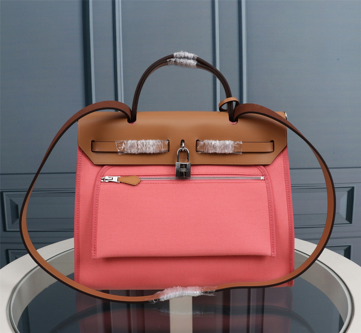 HM HERBAG ZIP 31 LONA CORAL Y COBRE