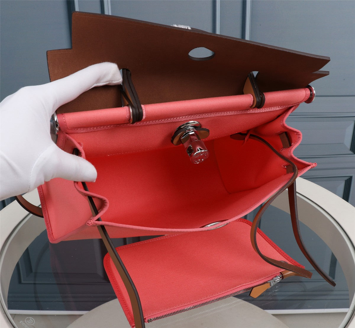 HM HERBAG ZIP 31 LONA CORAL Y COBRE