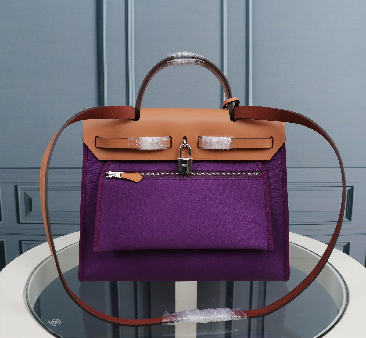 HM HERBAG ZIP 31 LONA VIOLETA Y COBRE