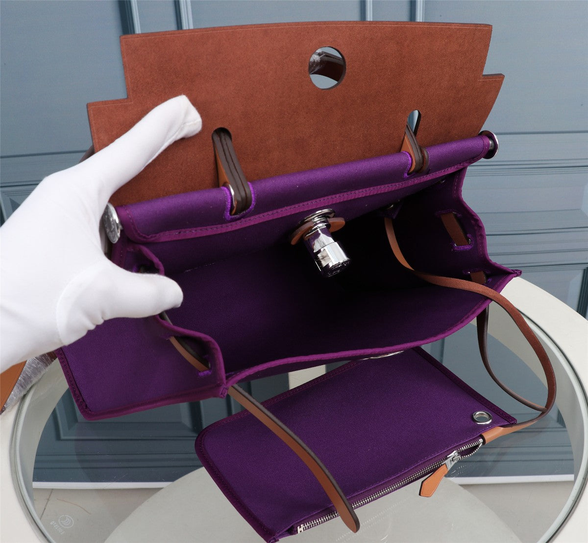 HM HERBAG ZIP 31 LONA VIOLETA Y COBRE