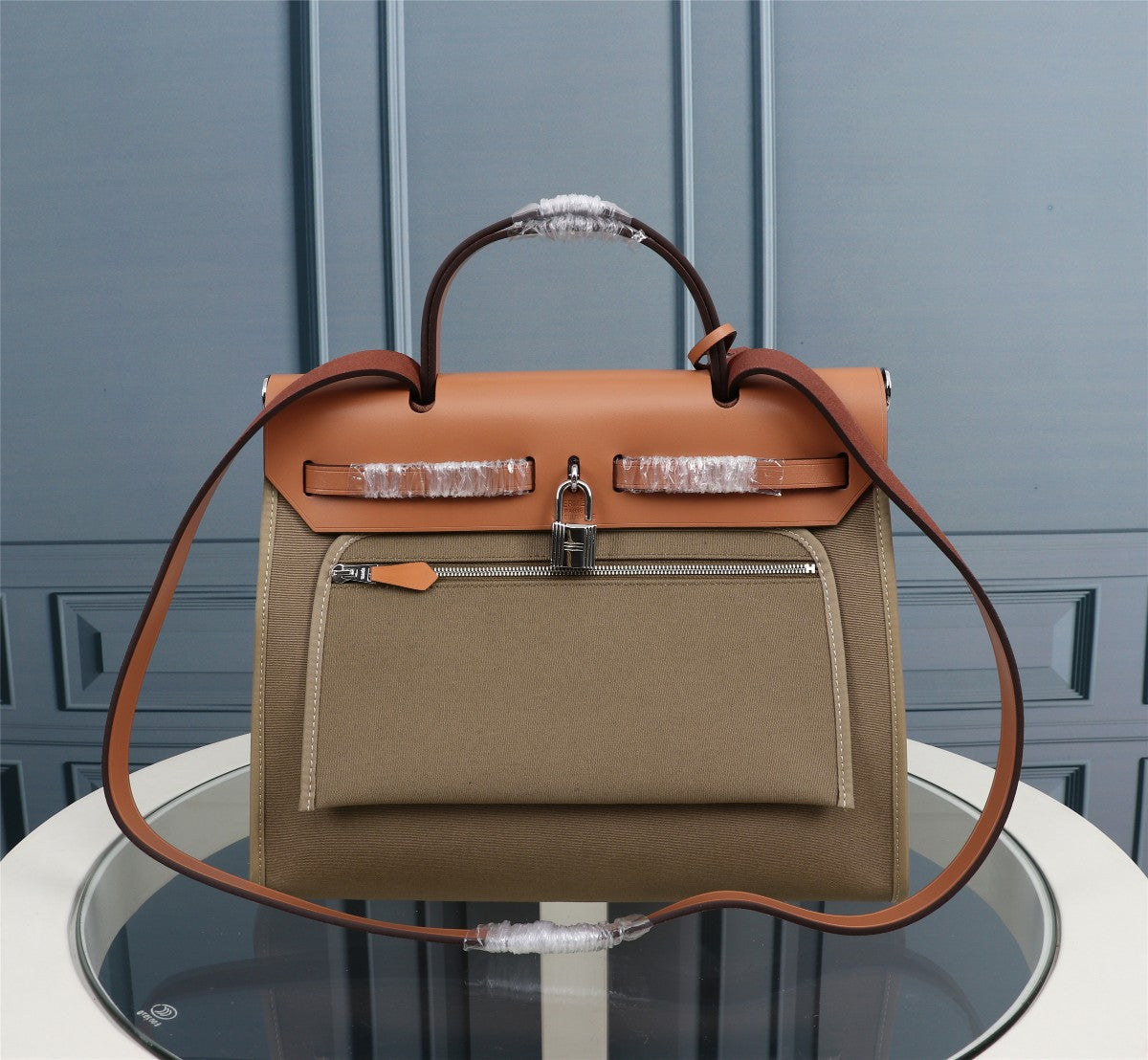 HM HERBAG ZIP 31 LONA OLIVA Y BRONCE