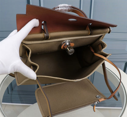 HM HERBAG ZIP 31 LONA OLIVA Y BRONCE