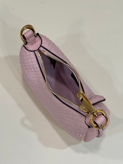 SAC FENDIGRAPHY MINI 16 EN CUIR DE VEAU ROSE CLAIR, QUINCAILLERIE DORÉ