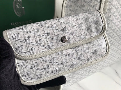 BOLSO HARDY PM 40 EN LONA GOYARDINE BLANCA Y ADORNO DE CUERO TAURILLON