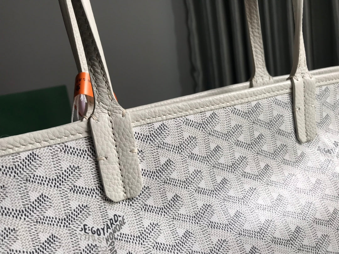 BOLSO HARDY PM 40 EN LONA GOYARDINE BLANCA Y ADORNO DE CUERO TAURILLON