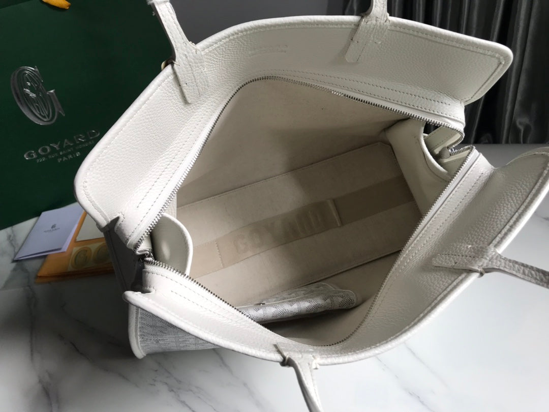 BOLSO HARDY PM 40 EN LONA GOYARDINE BLANCA Y ADORNO DE CUERO TAURILLON
