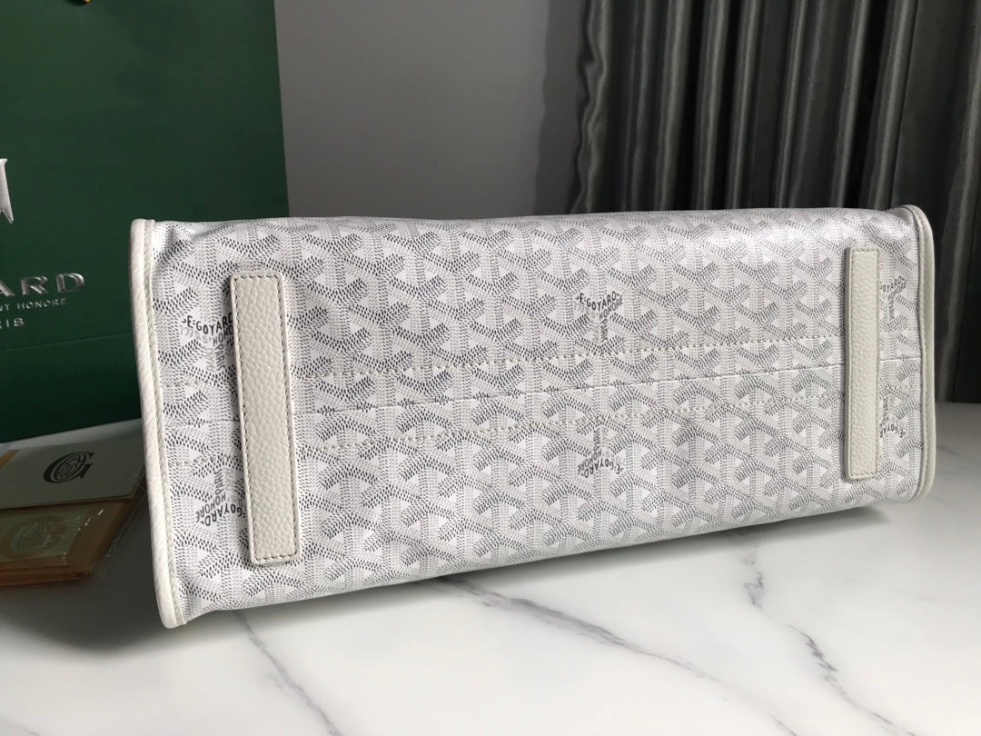BOLSO HARDY PM 40 EN LONA GOYARDINE BLANCA Y ADORNO DE CUERO TAURILLON