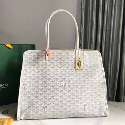 BOLSO HARDY PM 40 EN LONA GOYARDINE BLANCA Y ADORNO DE CUERO TAURILLON