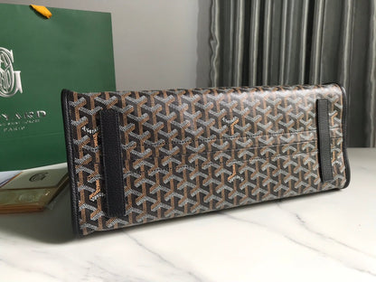 BOLSO HARDY PM 40 EN LONA GOYARDINE NEGRA Y ADORNO DE CUERO TAURILLON