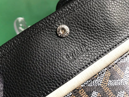 BOLSO HARDY PM 40 EN LONA GOYARDINE NEGRA Y ADORNO DE CUERO TAURILLON