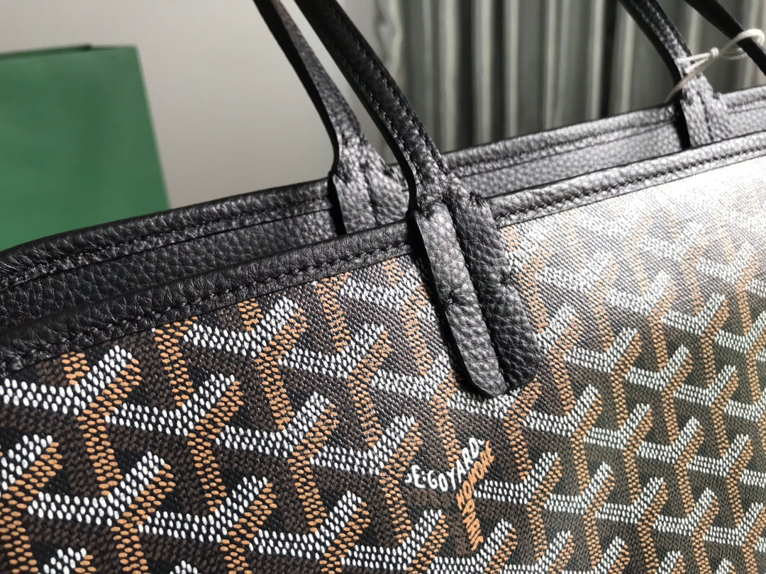 BOLSO HARDY PM 40 EN LONA GOYARDINE NEGRA Y ADORNO DE CUERO TAURILLON