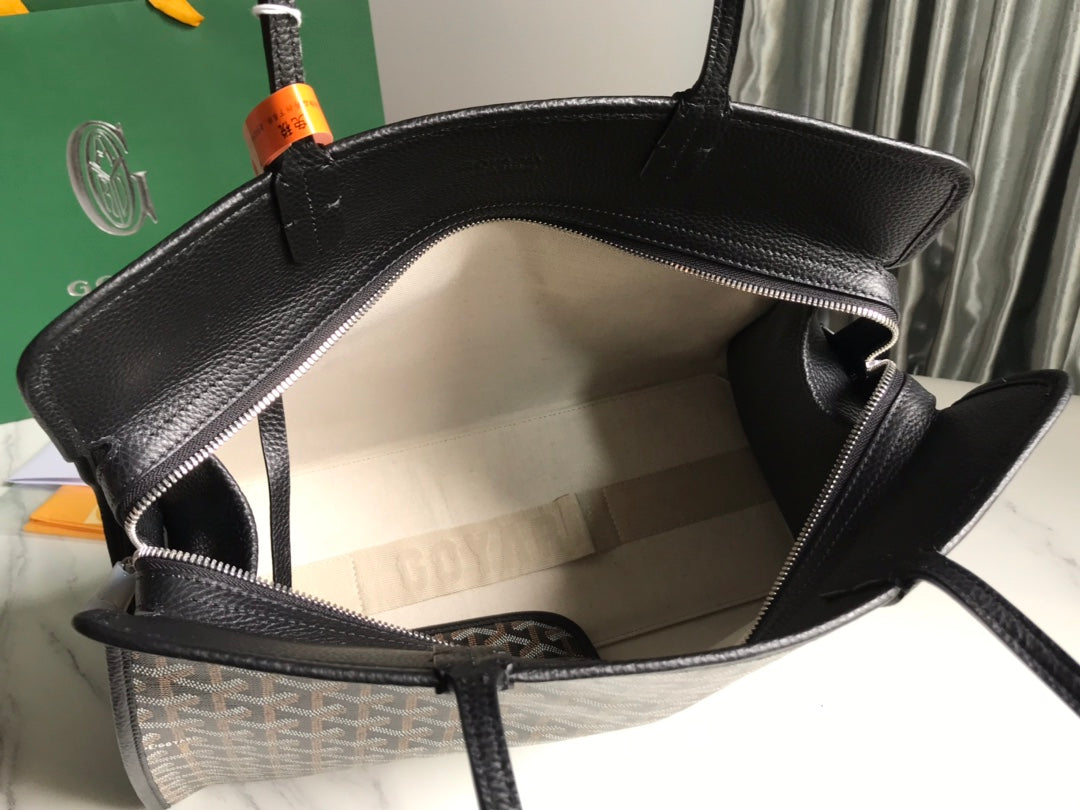 BOLSO HARDY PM 40 EN LONA GOYARDINE NEGRA Y ADORNO DE CUERO TAURILLON