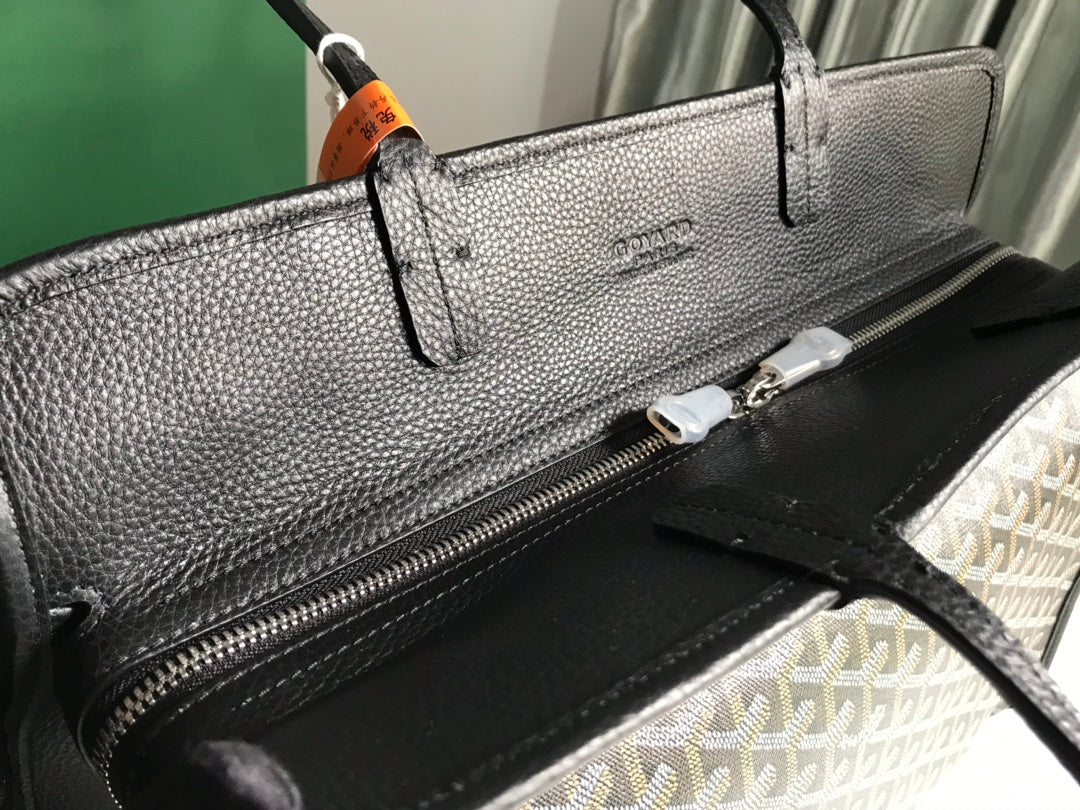 BOLSO HARDY PM 40 EN LONA GOYARDINE NEGRA Y ADORNO DE CUERO TAURILLON
