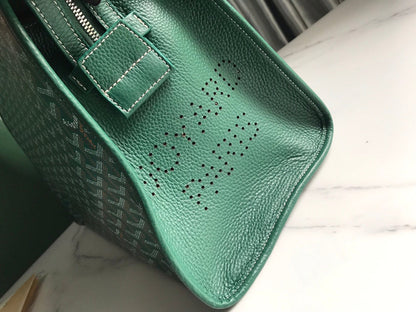 BOLSO HARDY PM 40 EN LONA GOYARDINE VERDE Y ADORNO DE CUERO TAURILLON