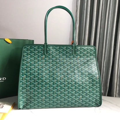BOLSO HARDY PM 40 EN LONA GOYARDINE VERDE Y ADORNO DE CUERO TAURILLON