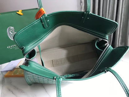 BOLSO HARDY PM 40 EN LONA GOYARDINE VERDE Y ADORNO DE CUERO TAURILLON