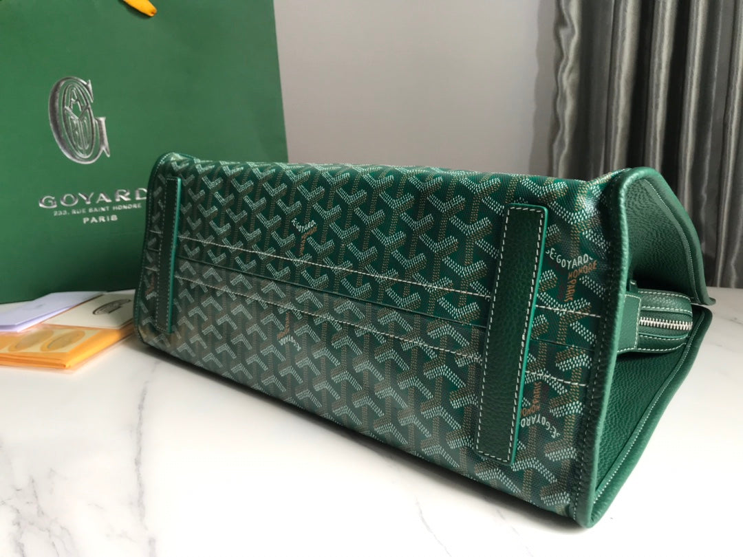 BOLSO HARDY PM 40 EN LONA GOYARDINE VERDE Y ADORNO DE CUERO TAURILLON