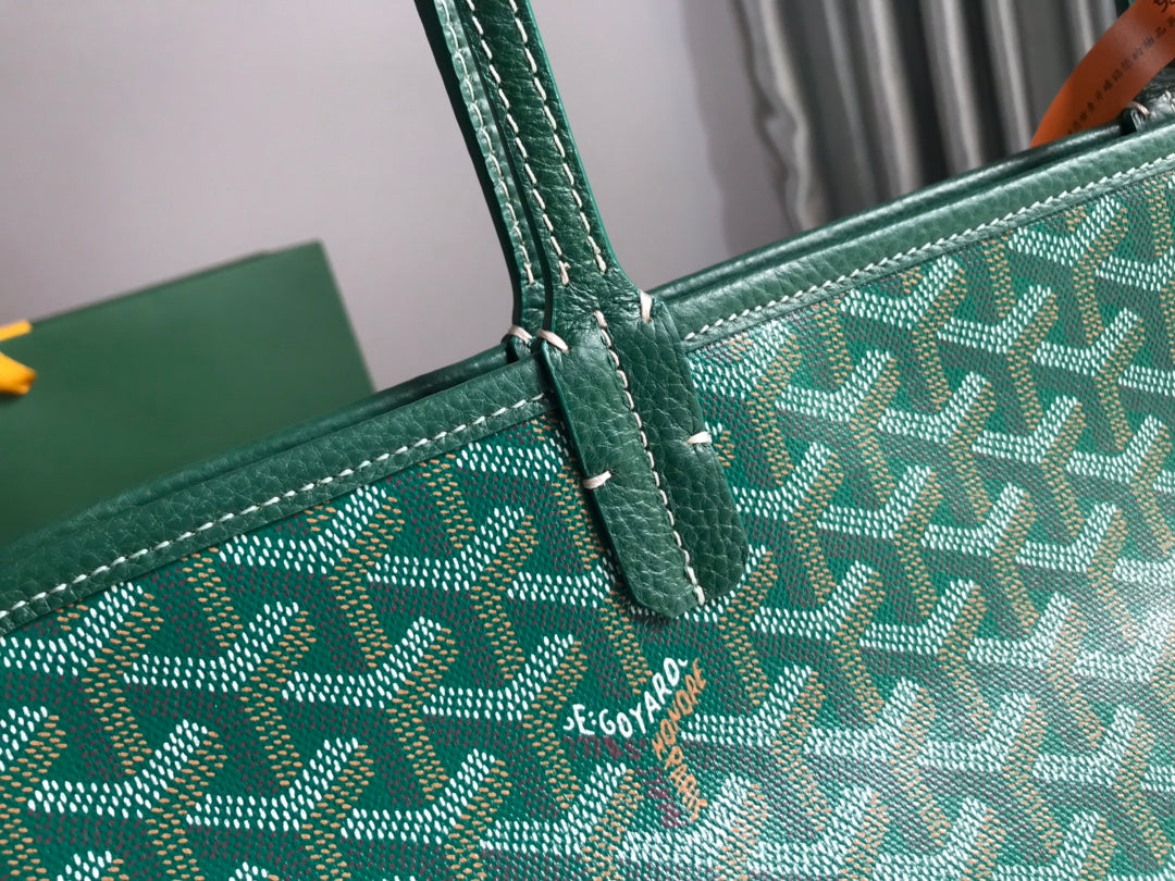 BOLSO HARDY PM 40 EN LONA GOYARDINE VERDE Y ADORNO DE CUERO TAURILLON