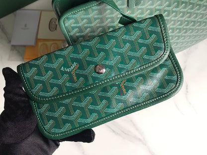 BOLSO HARDY PM 40 EN LONA GOYARDINE VERDE Y ADORNO DE CUERO TAURILLON