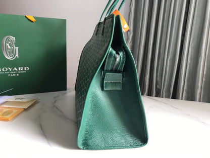 BOLSO HARDY PM 40 EN LONA GOYARDINE VERDE Y ADORNO DE CUERO TAURILLON
