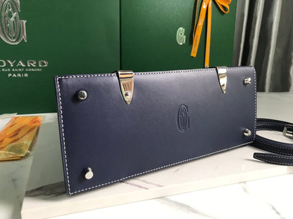 BOLSO SA?GON PM 28 EN LONA GOYARDINE AZUL MARINO Y PIEL DE BECERRO