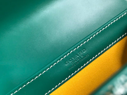 SA?GON PM BAG 28 IN GREEN GOYARDINE CANVAS AND CALFSKIN