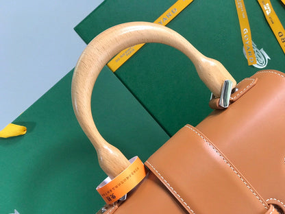 SA?GON PM BAG 28 IN BROWN GOYARDINE CANVAS AND CALFSKIN