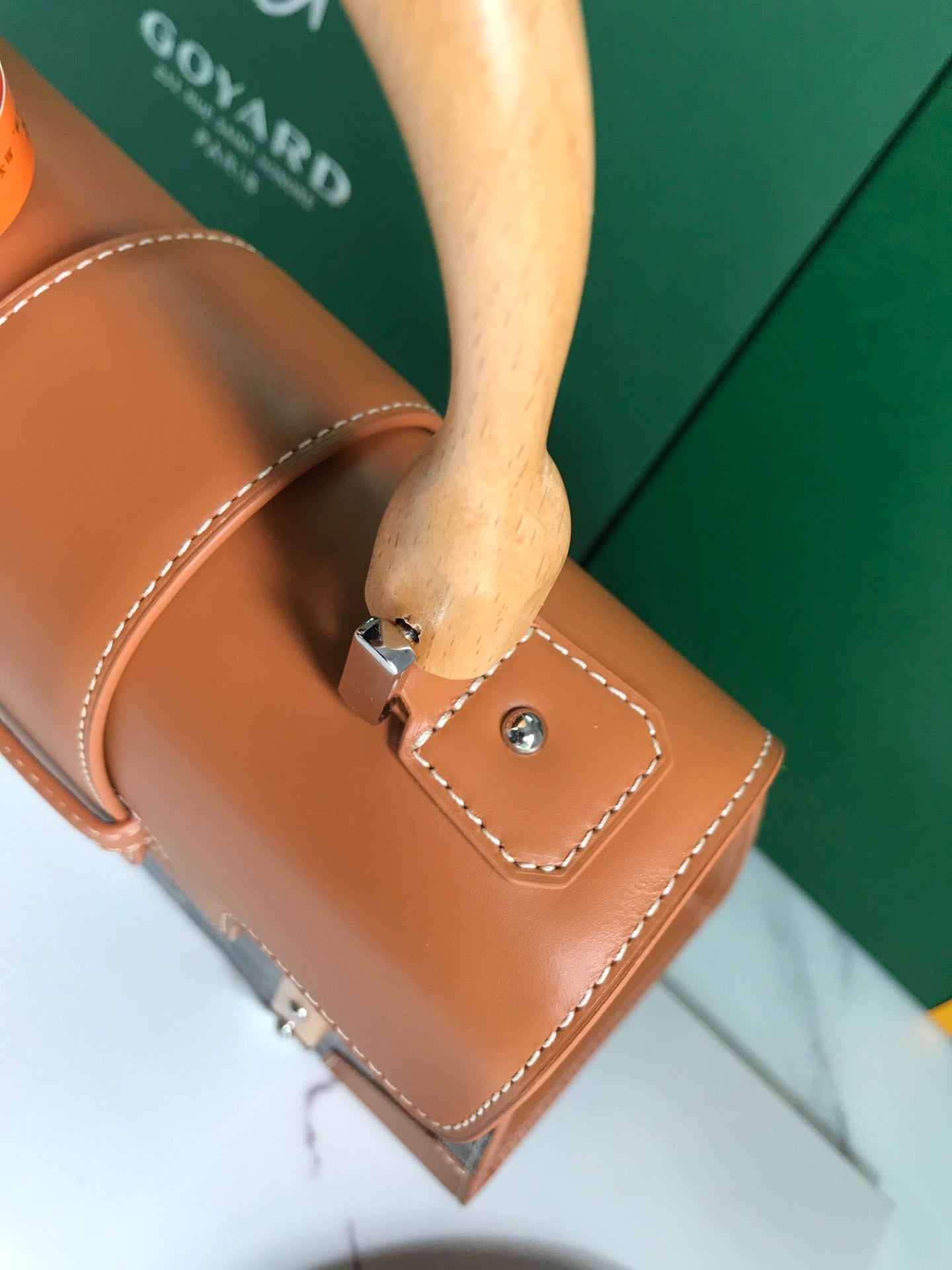 SA?GON PM BAG 28 IN BROWN GOYARDINE CANVAS AND CALFSKIN