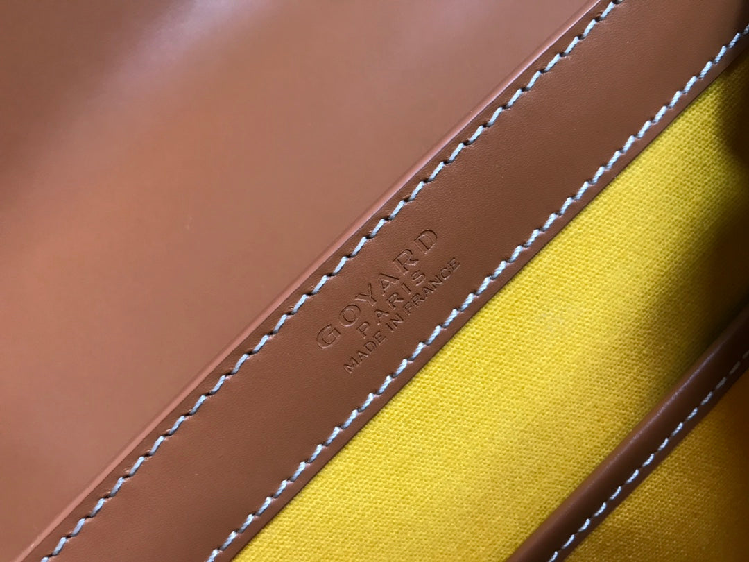SA?GON PM BAG 28 IN BROWN GOYARDINE CANVAS AND CALFSKIN