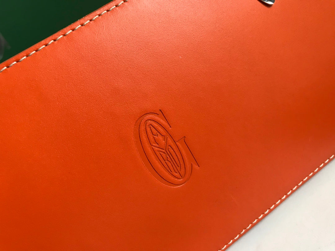 SA?GON PM BAG 28 IN RED ORANGE GOYARDINE CANVAS AND CALFSKIN
