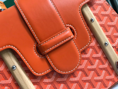 SA?GON PM BAG 28 IN RED ORANGE GOYARDINE CANVAS AND CALFSKIN