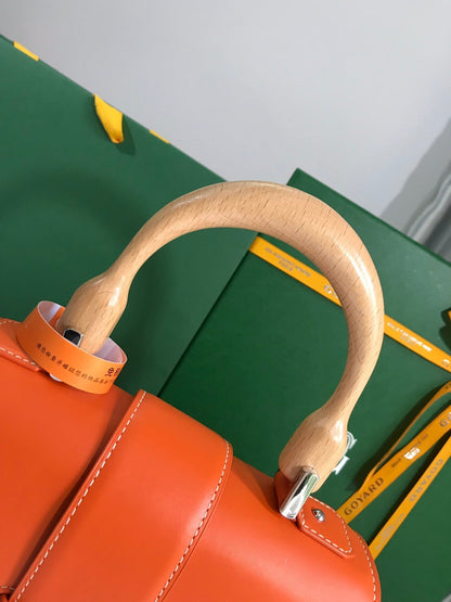 SA?GON PM BAG 28 IN RED ORANGE GOYARDINE CANVAS AND CALFSKIN