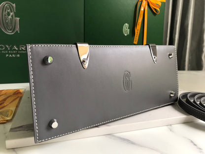 SA?GON PM BAG 28 IN GREY GOYARDINE CANVAS AND CALFSKIN
