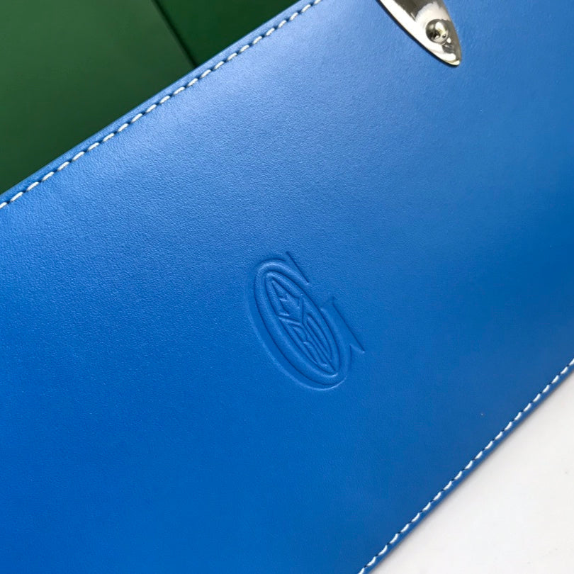 SA?GON PM BAG 28 IN CURIOUS BLUE GOYARDINE CANVAS AND CALFSKIN