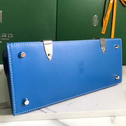 SA?GON PM BAG 28 IN CURIOUS BLUE GOYARDINE CANVAS AND CALFSKIN