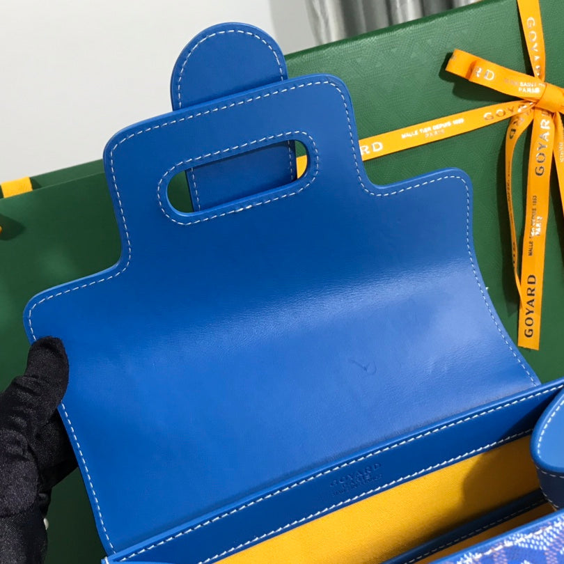 SA?GON PM BAG 28 IN CURIOUS BLUE GOYARDINE CANVAS AND CALFSKIN
