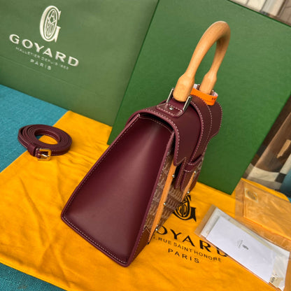 BOLSO SA?GON PM 28 EN LONA GOYARDINE ROSA CAÑÓN Y PIEL DE BECERRO
